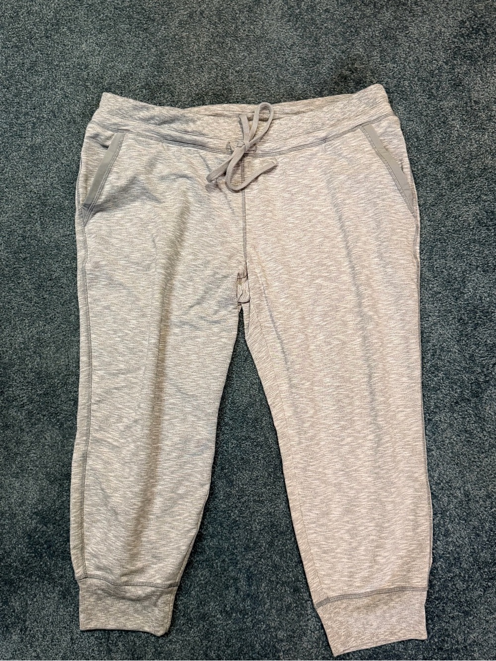 Athleta Heather Gray Crop Jogger Sweatpants with Drawstring Waist